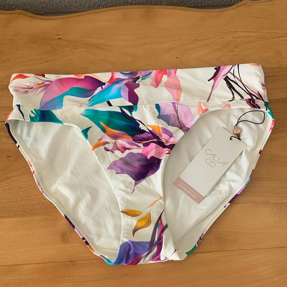 Calia by Carrie Underwood XL Swim Collection Floral wide banded bottom mid rise